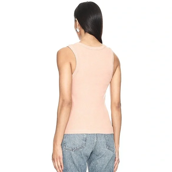 Agolde Poppy Beige Ribbed Tank Top - Picture 2 of 9